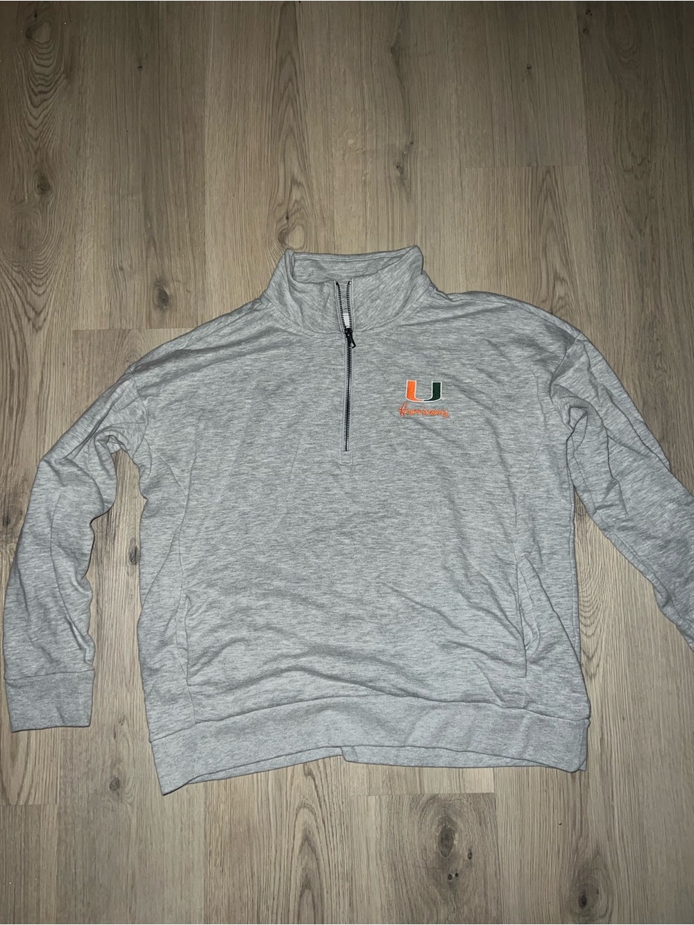 Gear For Sports  University of Miami Gray Quarter-Zip Pullover Sweatshirt size L